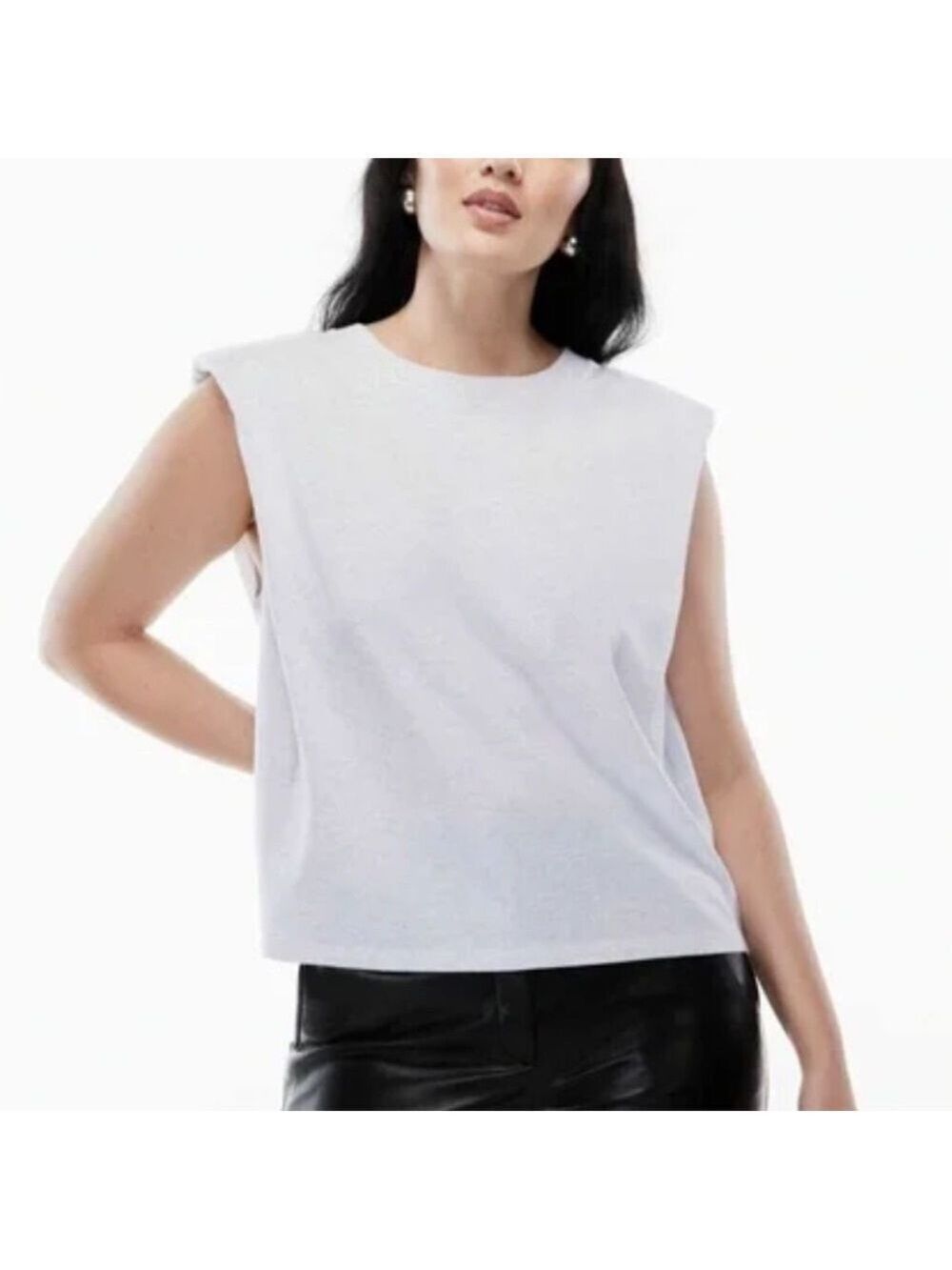 Aritzia Babaton white 100% cotton oversized statement shoulder pad tank top XS